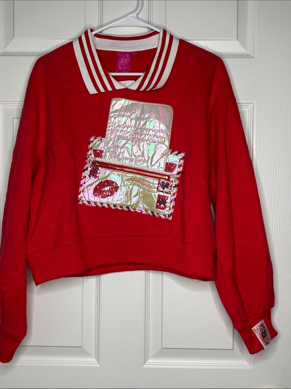 Queen of Sparkles Red Love Letter Sequin Sweatshirt Size S